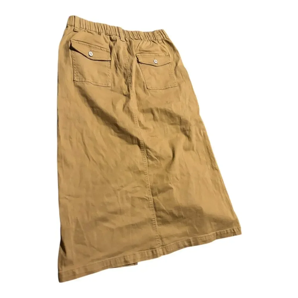 Khaki Midi Straight Skirt Size XL NWOT